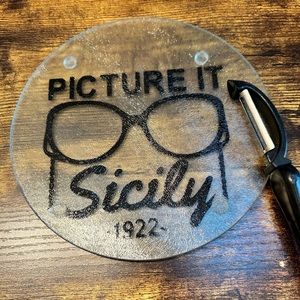 Glass cutting board/ hot plate/ spoon rest/Picture this Sicily 1922